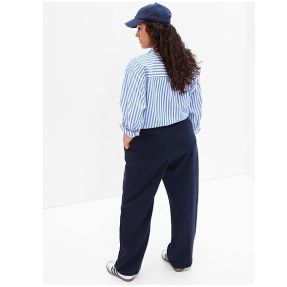 GAP SoftSuit High Rise Wide Leg Tencel Pants Navy Blue Size 10 RT$90 #404698 NEW - Picture 5 of 10